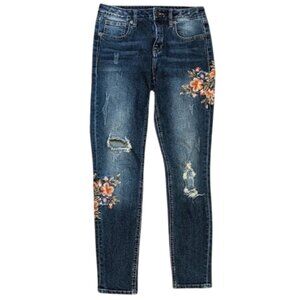 Miss Me Floral Embroidered Skinny Ankle Jeans